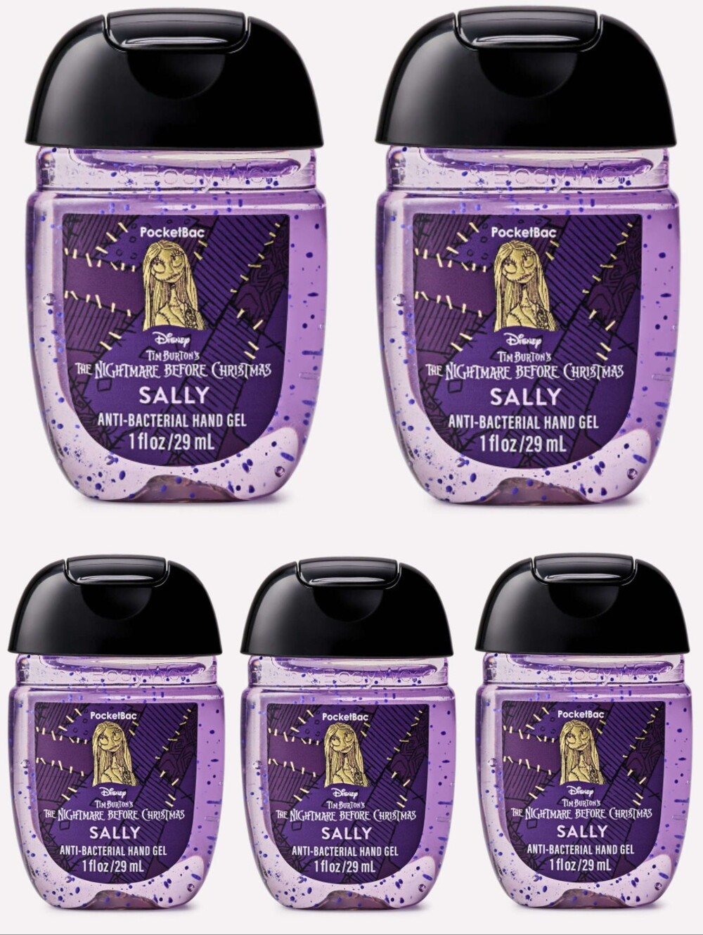 Bath Body Works Sally Nightmare Before Christmas PocketBac Hand Gel Set of 5 NEW